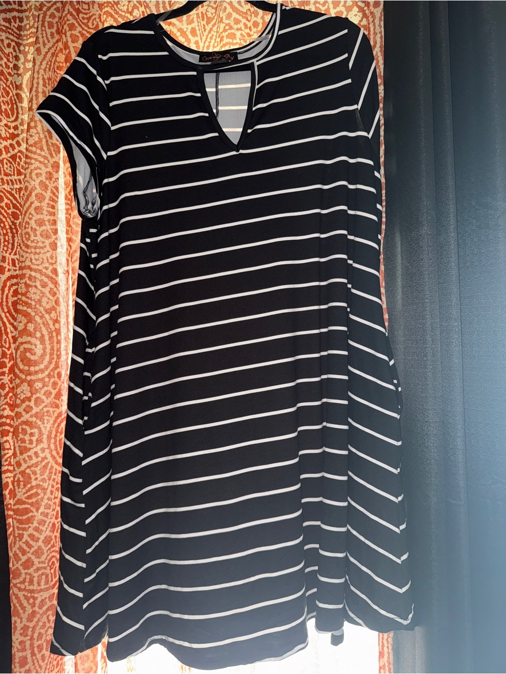 Coco & Shay Black and White Striped Tunic Dress